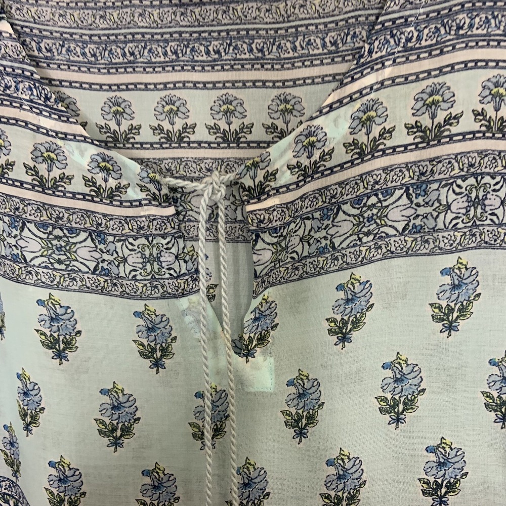 J Jill Swimsuit Beach Cover Up Tunic Size XS Blue Floral Boho Side Slits - Picture 6 of 8
